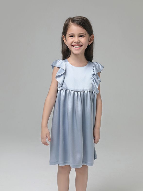 19 Momme Girls Nice Silk Nightgown With Ruffles